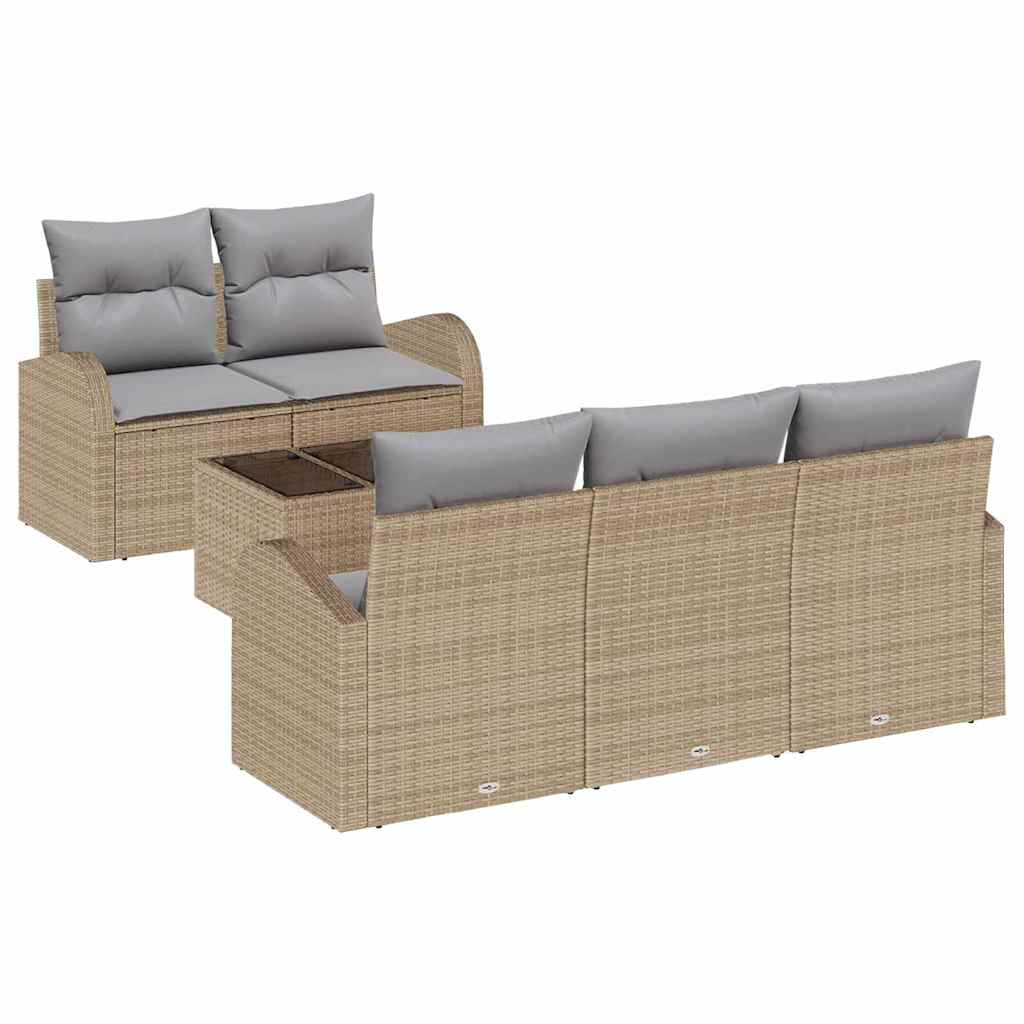 Havesofa Sæt 6 stk. Beige polyrattan