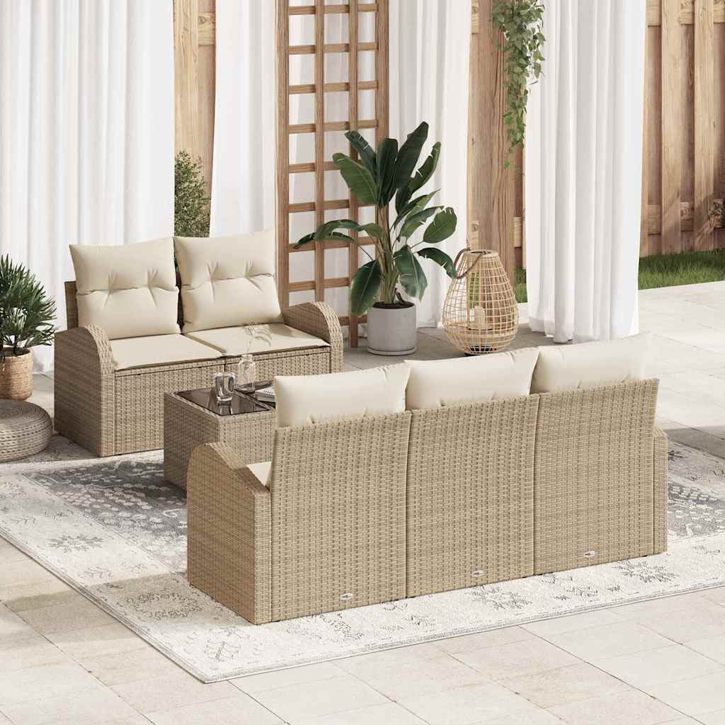 Havesofa Sæt 6 stk. Beige polyrattan