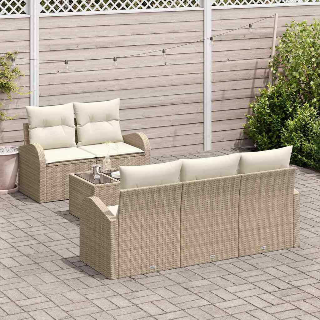 Havesofa Sæt 6 stk. Beige polyrattan