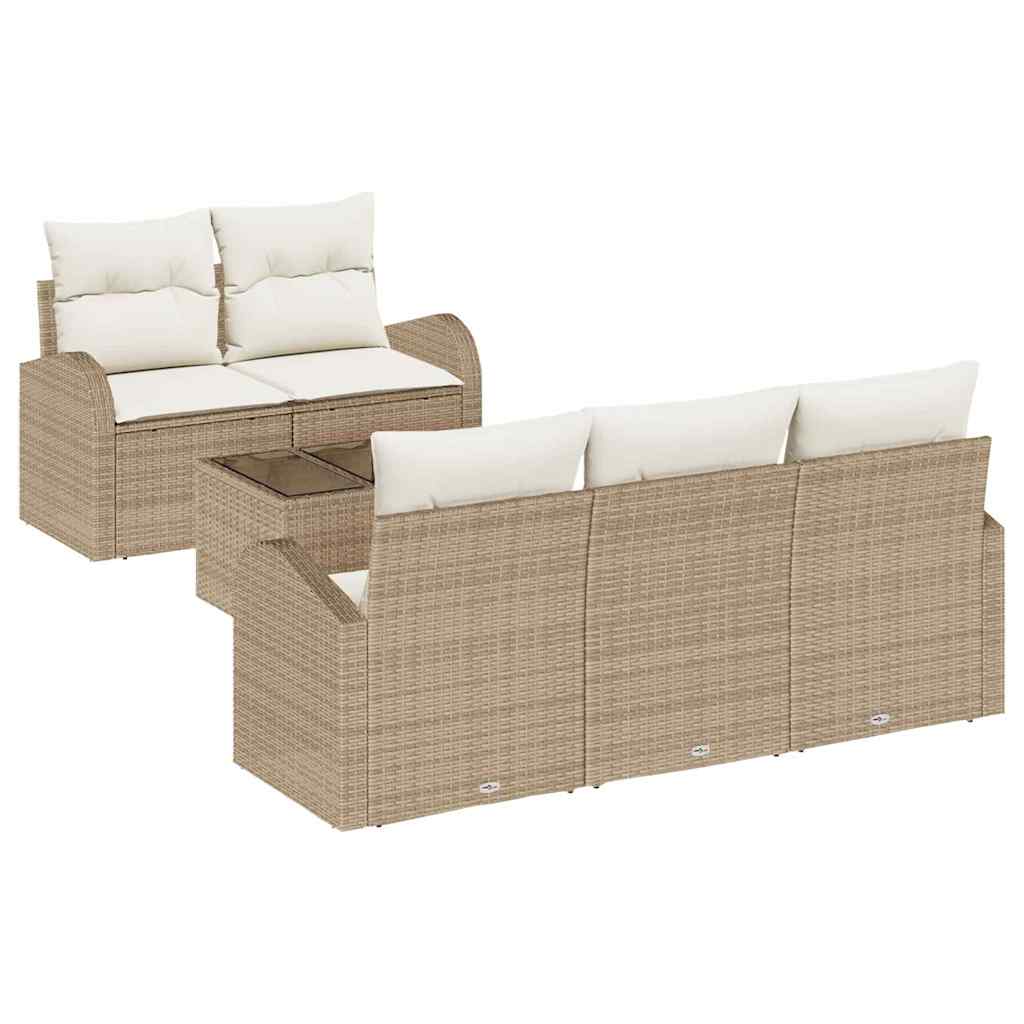 Havesofa Sæt 6 stk. Beige polyrattan