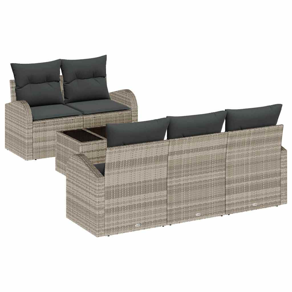 Havesofa Sæt 6 stk. Lysegrå polyrattan