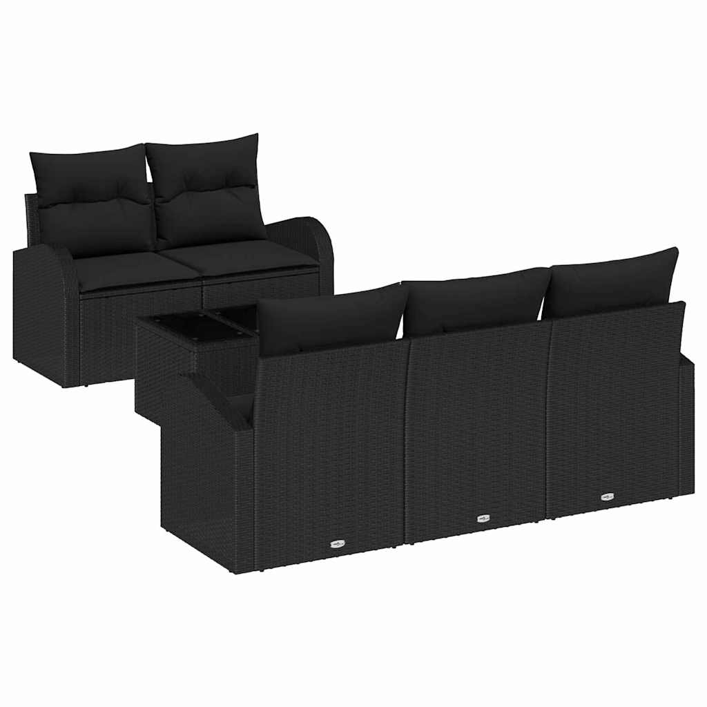 Havesofa Sæt 6 stk. Sort polyrattan