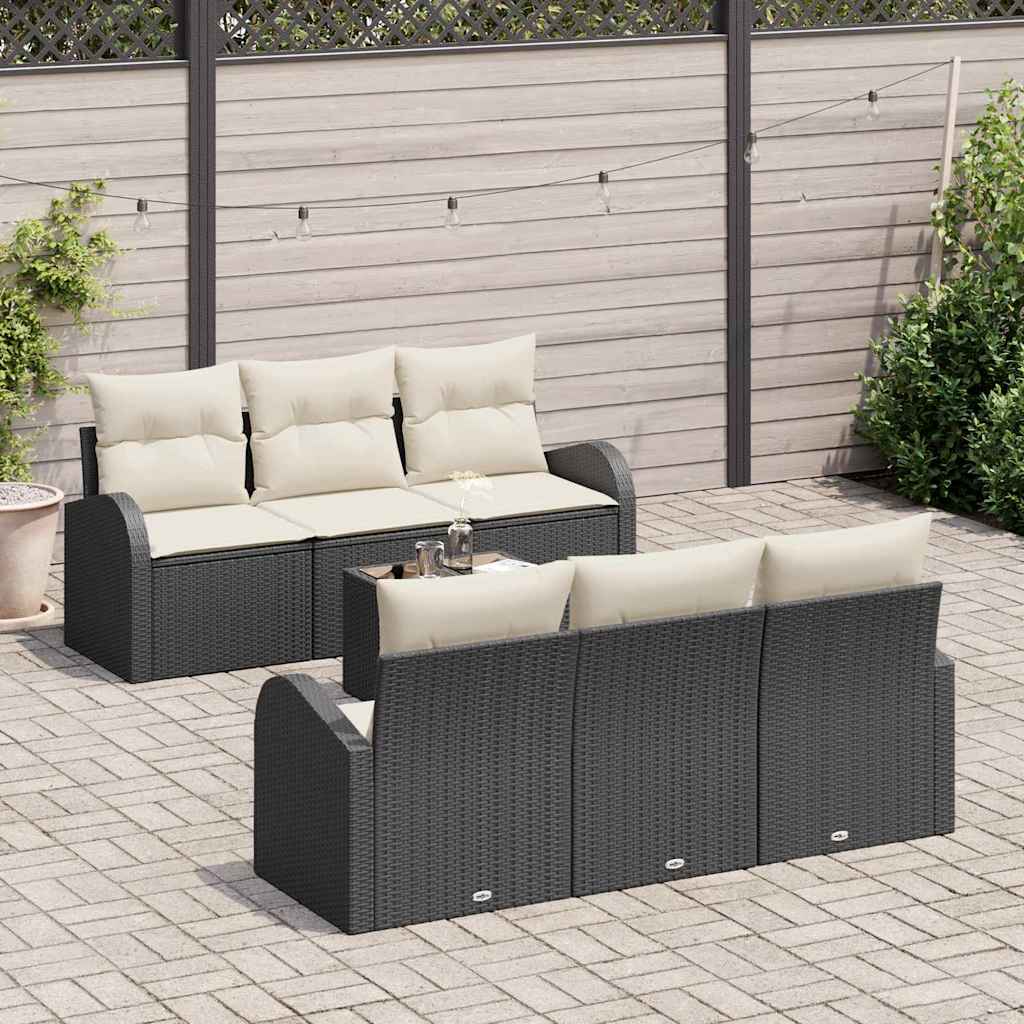 Havesofa Sæt 7 stk. Sort polyrattan