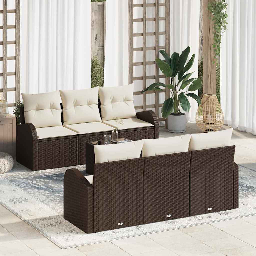 Havesofa Sæt 7 stk. Brun polyrattan