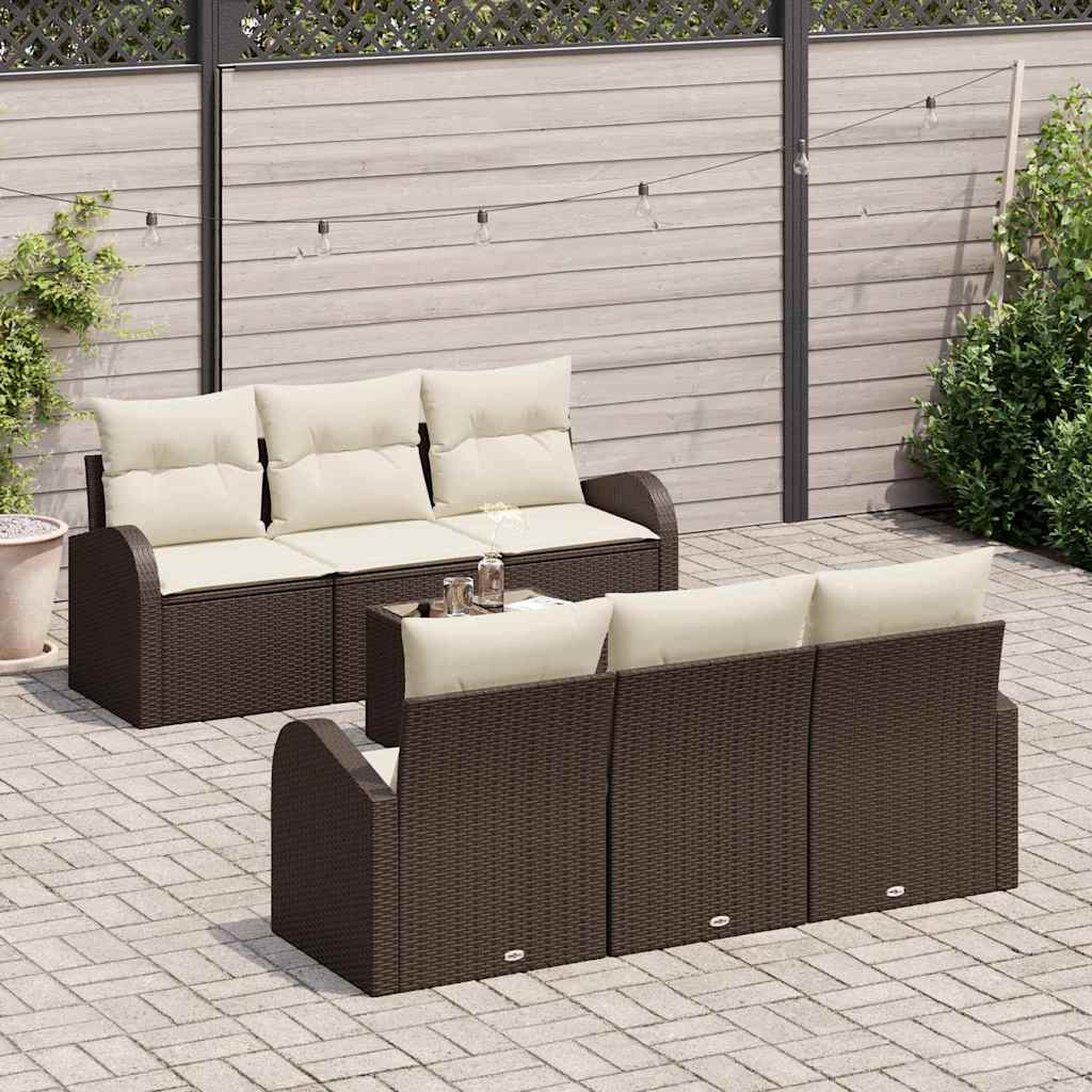 Havesofa Sæt 7 stk. Brun polyrattan