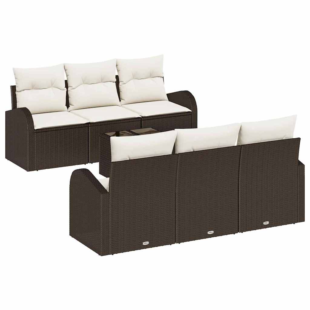 Havesofa Sæt 7 stk. Brun polyrattan
