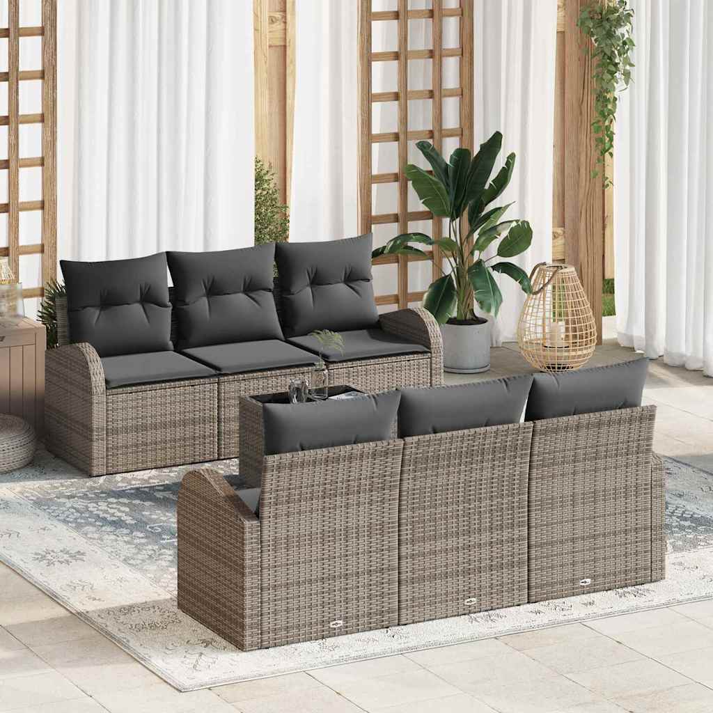 Havesofa Sæt 7 stk. Grå polyrattan