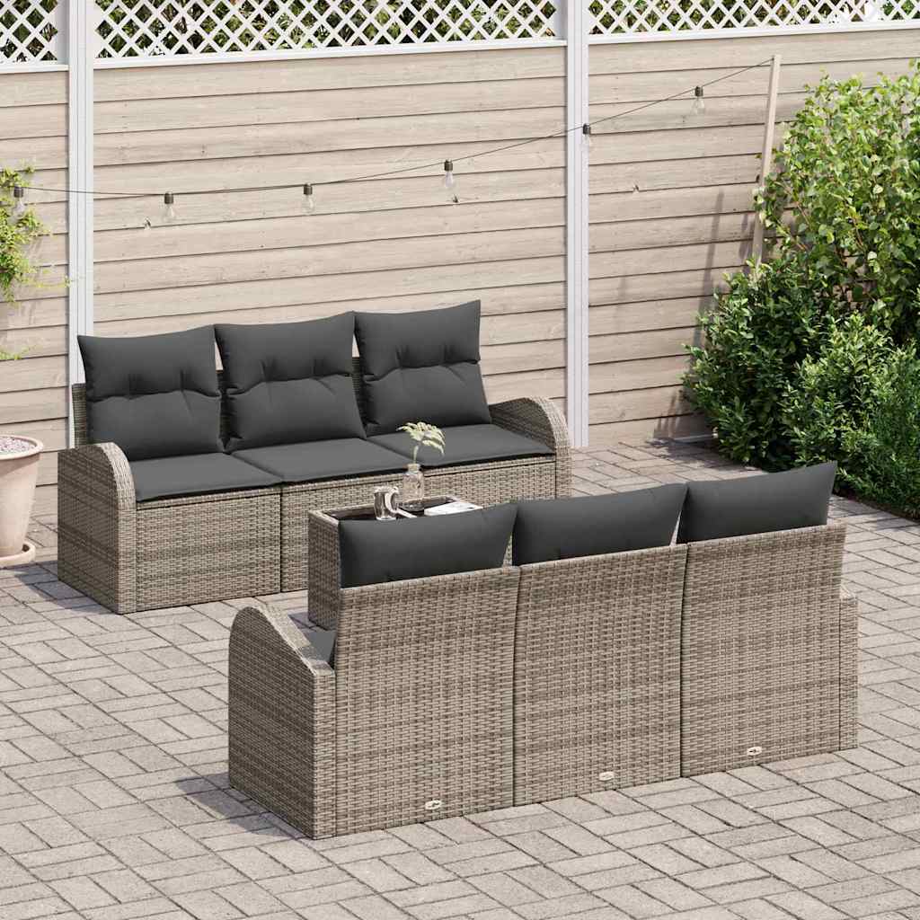 Havesofa Sæt 7 stk. Grå polyrattan