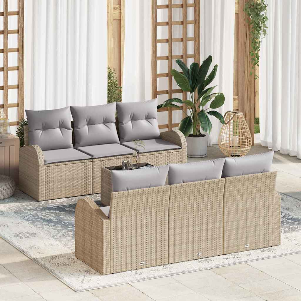 Havesofa Sæt 7 stk. Beige polyrattan