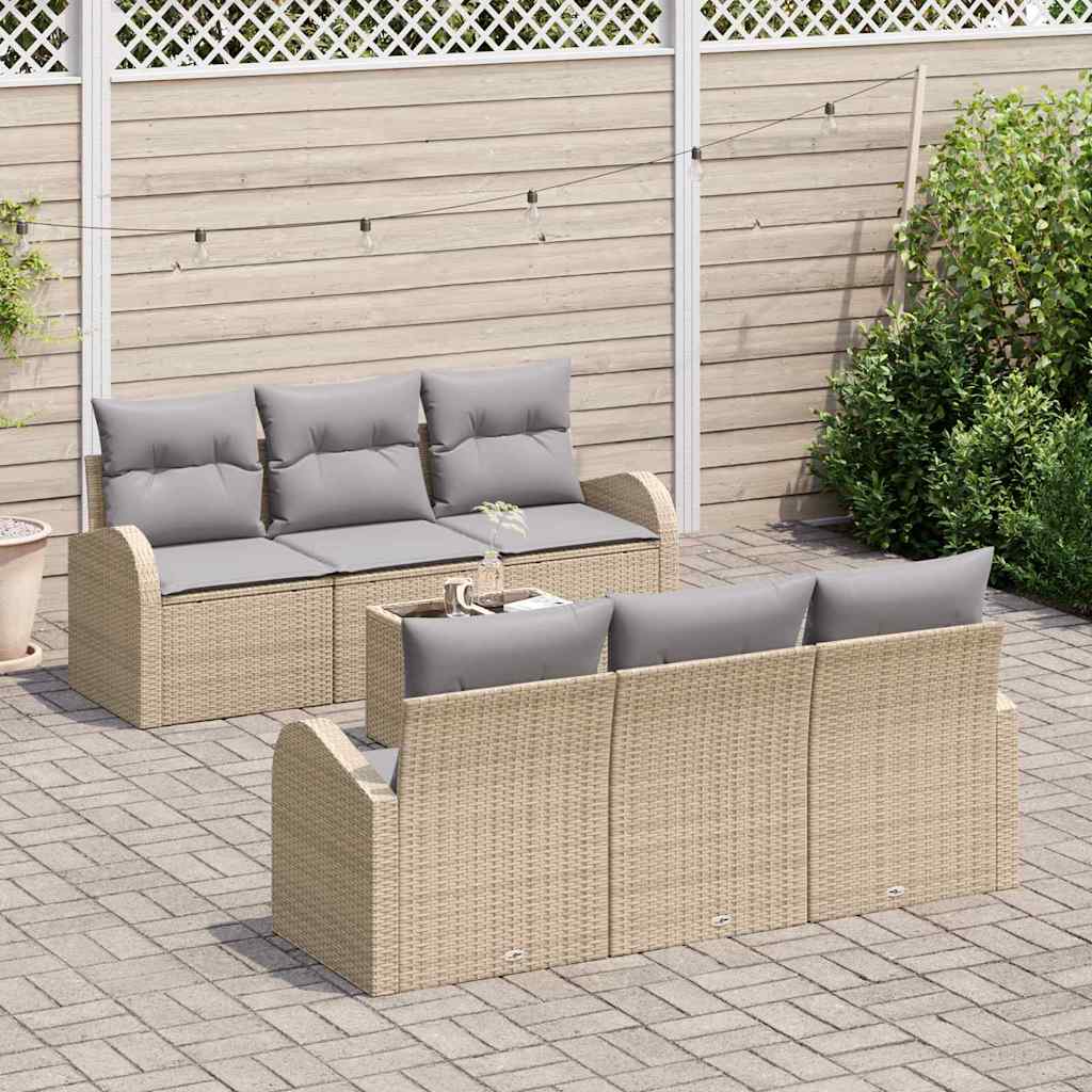 Havesofa Sæt 7 stk. Beige polyrattan