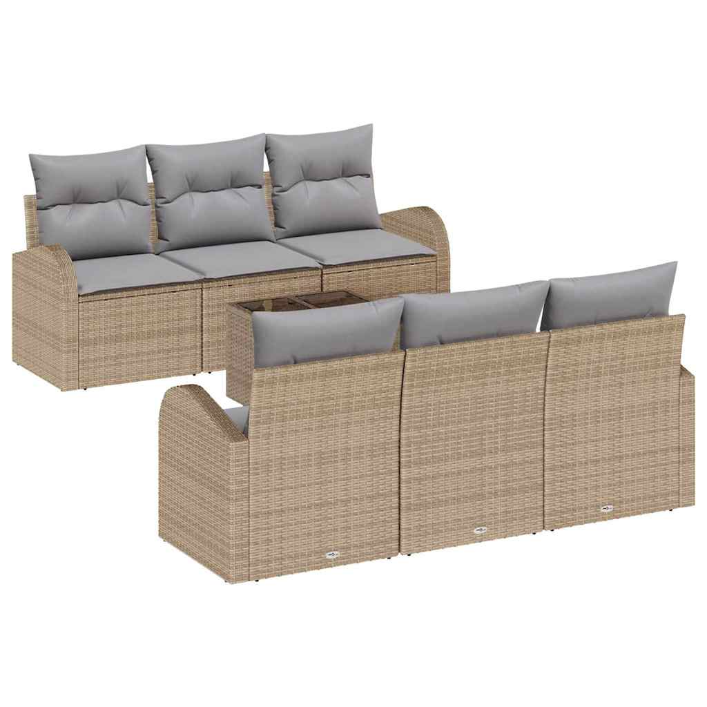 Havesofa Sæt 7 stk. Beige polyrattan
