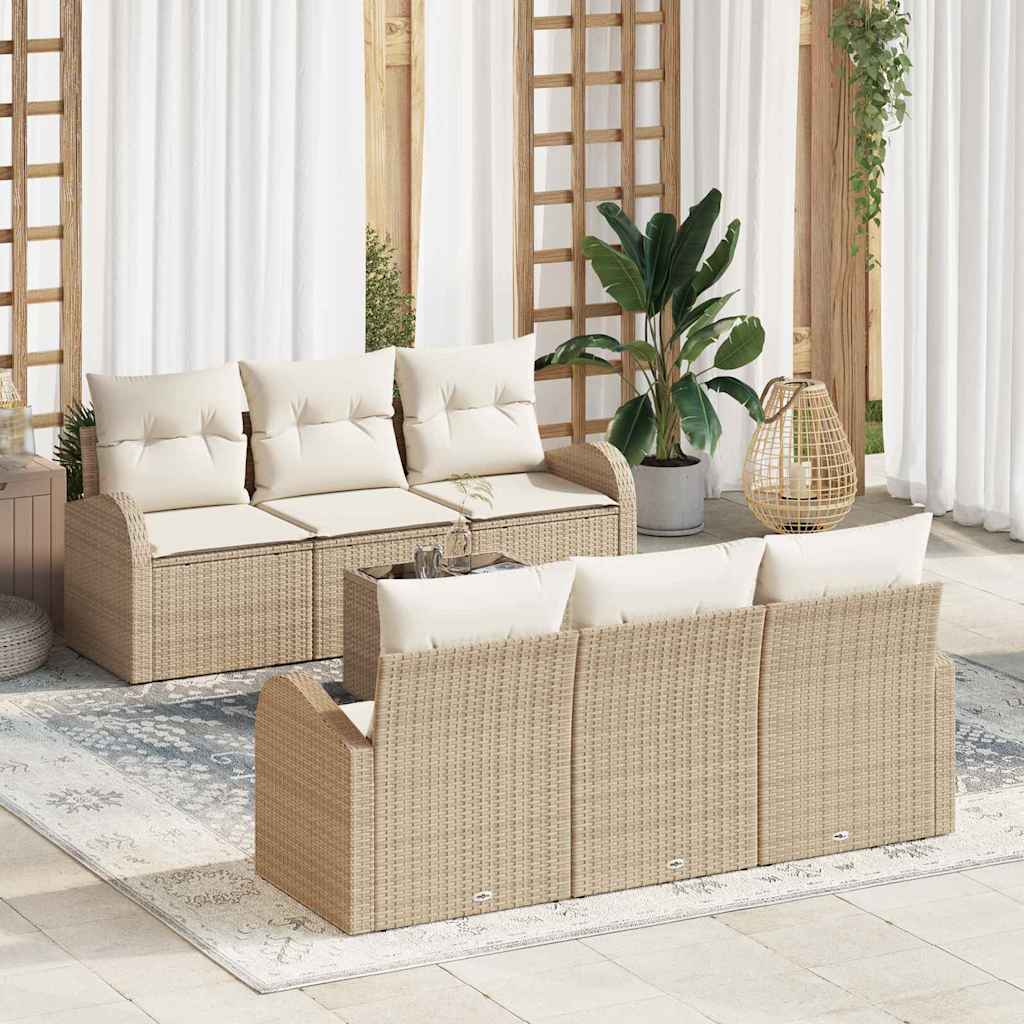 Havesofa Sæt 7 stk. Beige polyrattan