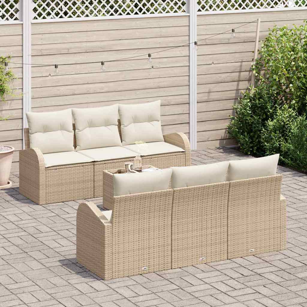Havesofa Sæt 7 stk. Beige polyrattan