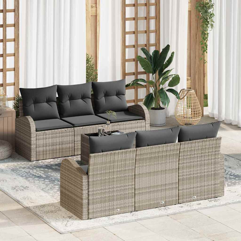 Havesofa Sæt 7 stk. Lysegrå polyrattan