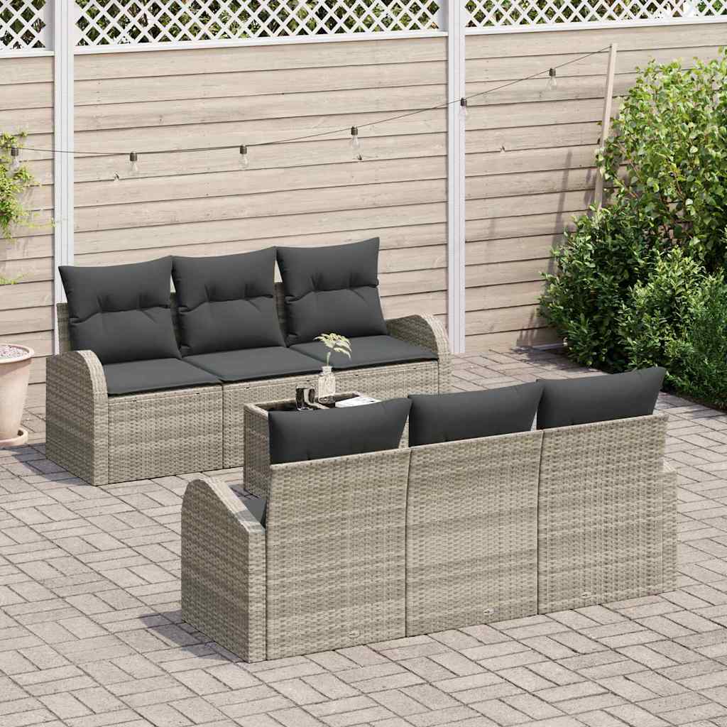 Havesofa Sæt 7 stk. Lysegrå polyrattan