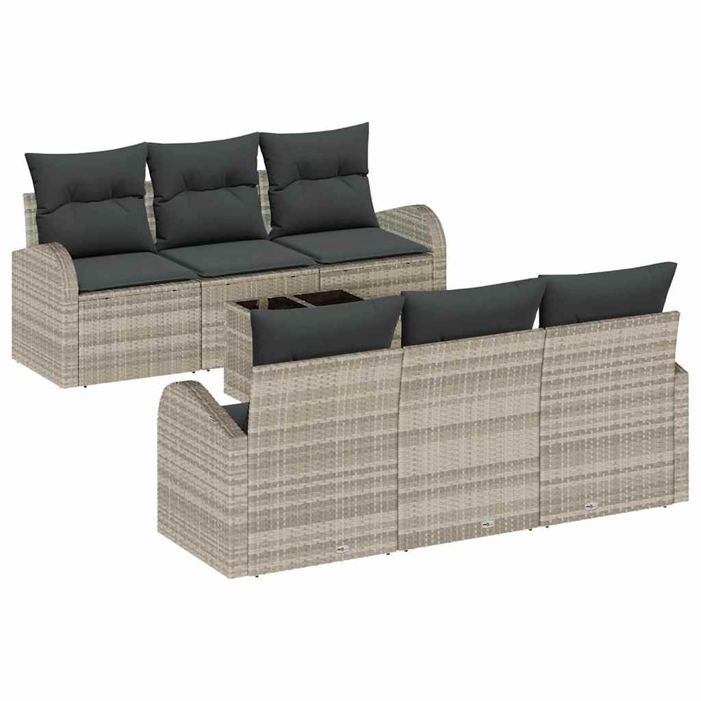 Havesofa Sæt 7 stk. Lysegrå polyrattan