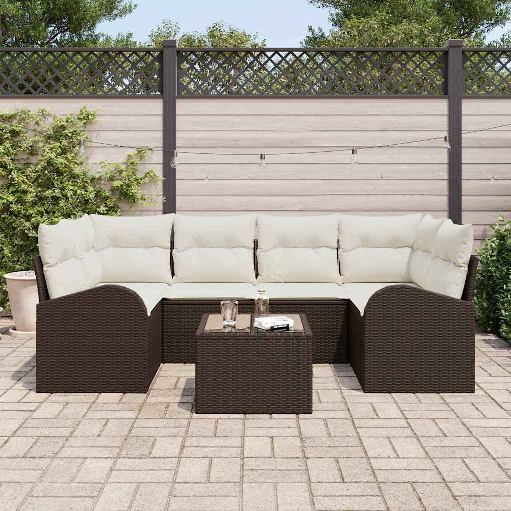 Havesofa Sæt 7 stk. Brun polyrattan