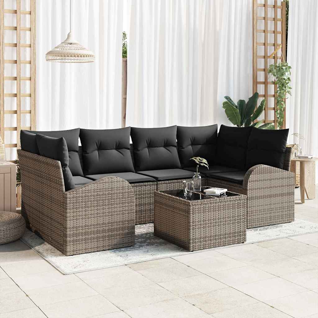 Havesofa Sæt 7 stk. Grå polyrattan