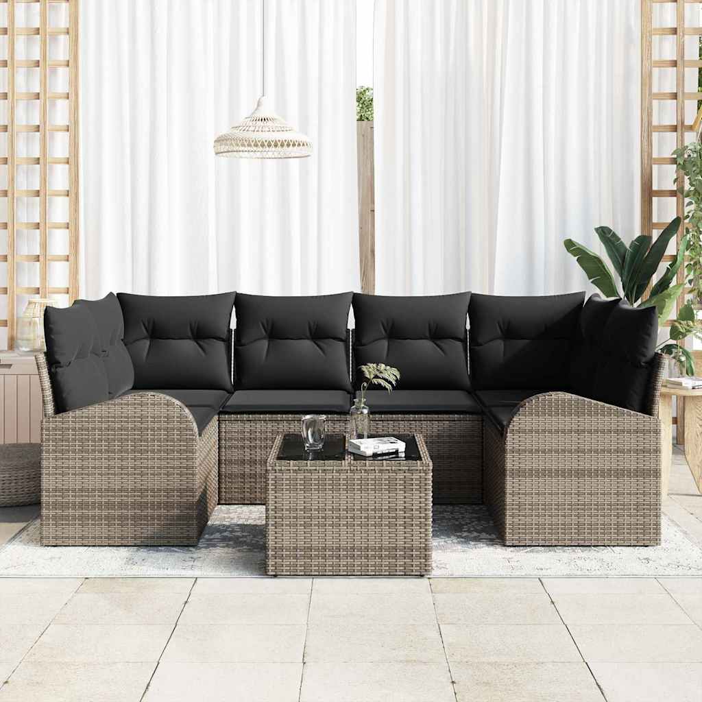 Havesofa Sæt 7 stk. Grå polyrattan