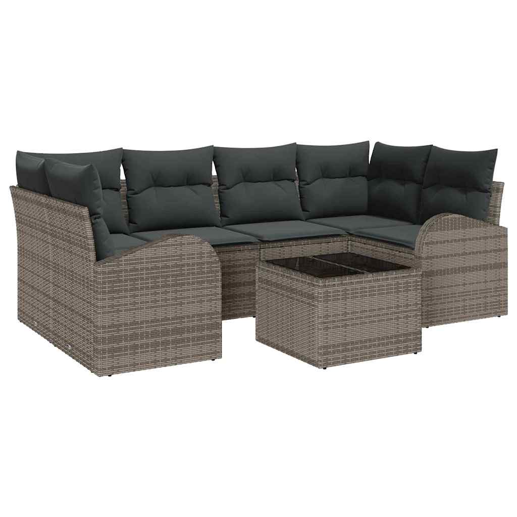 Havesofa Sæt 7 stk. Grå polyrattan