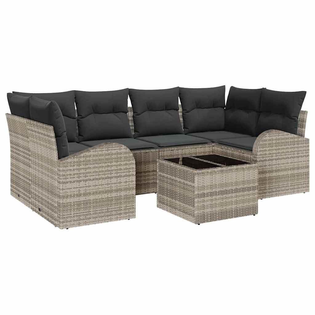 Havesofa Sæt 7 stk. Lysegrå polyrattan