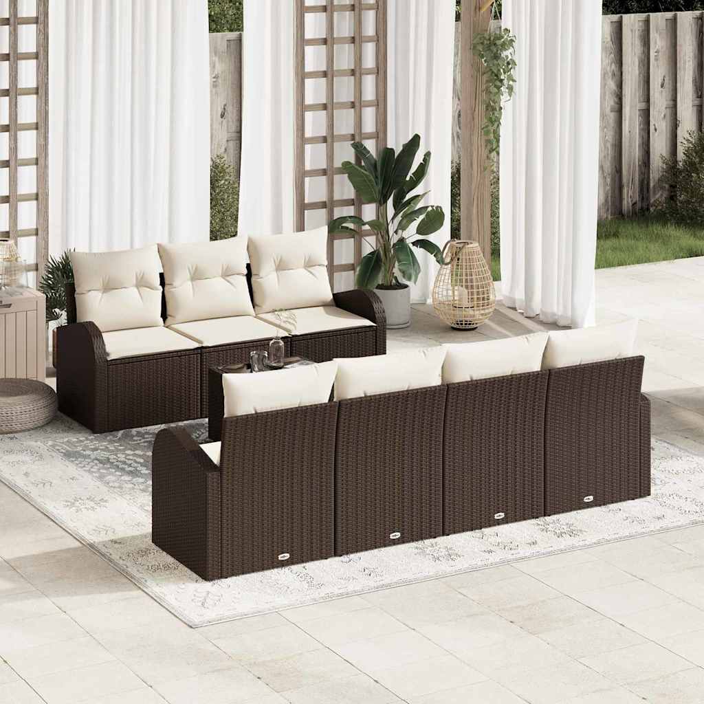 Havesofa Sæt 8 stk. Brun polyrattan
