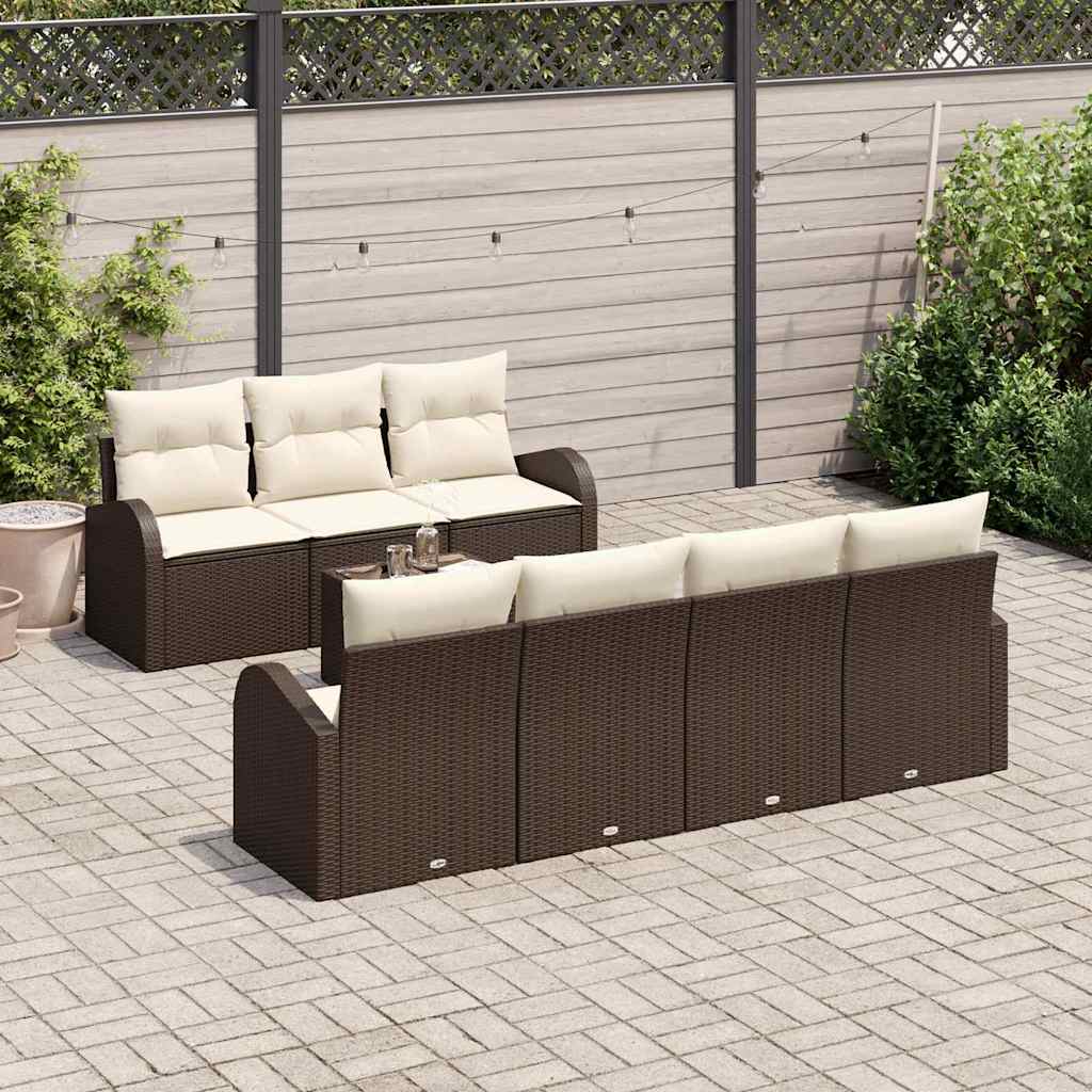 Havesofa Sæt 8 stk. Brun polyrattan