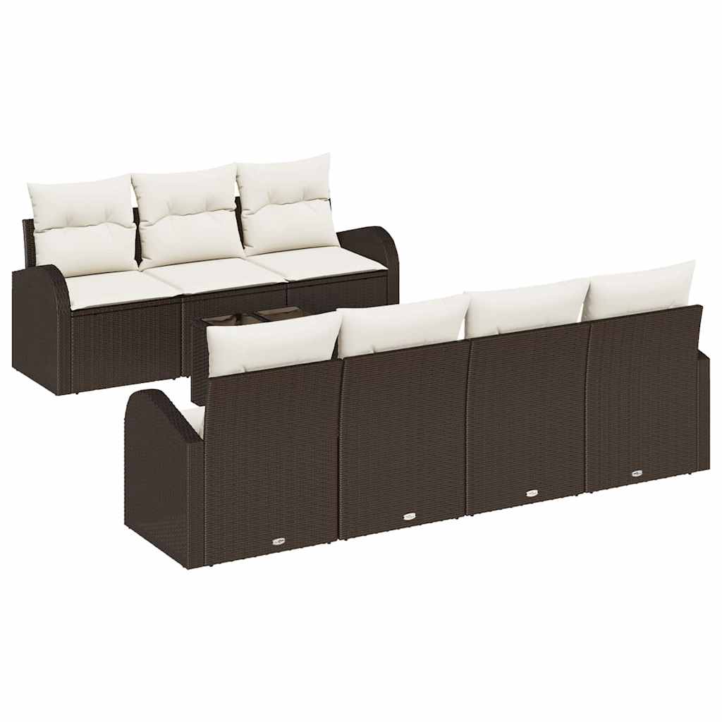 Havesofa Sæt 8 stk. Brun polyrattan