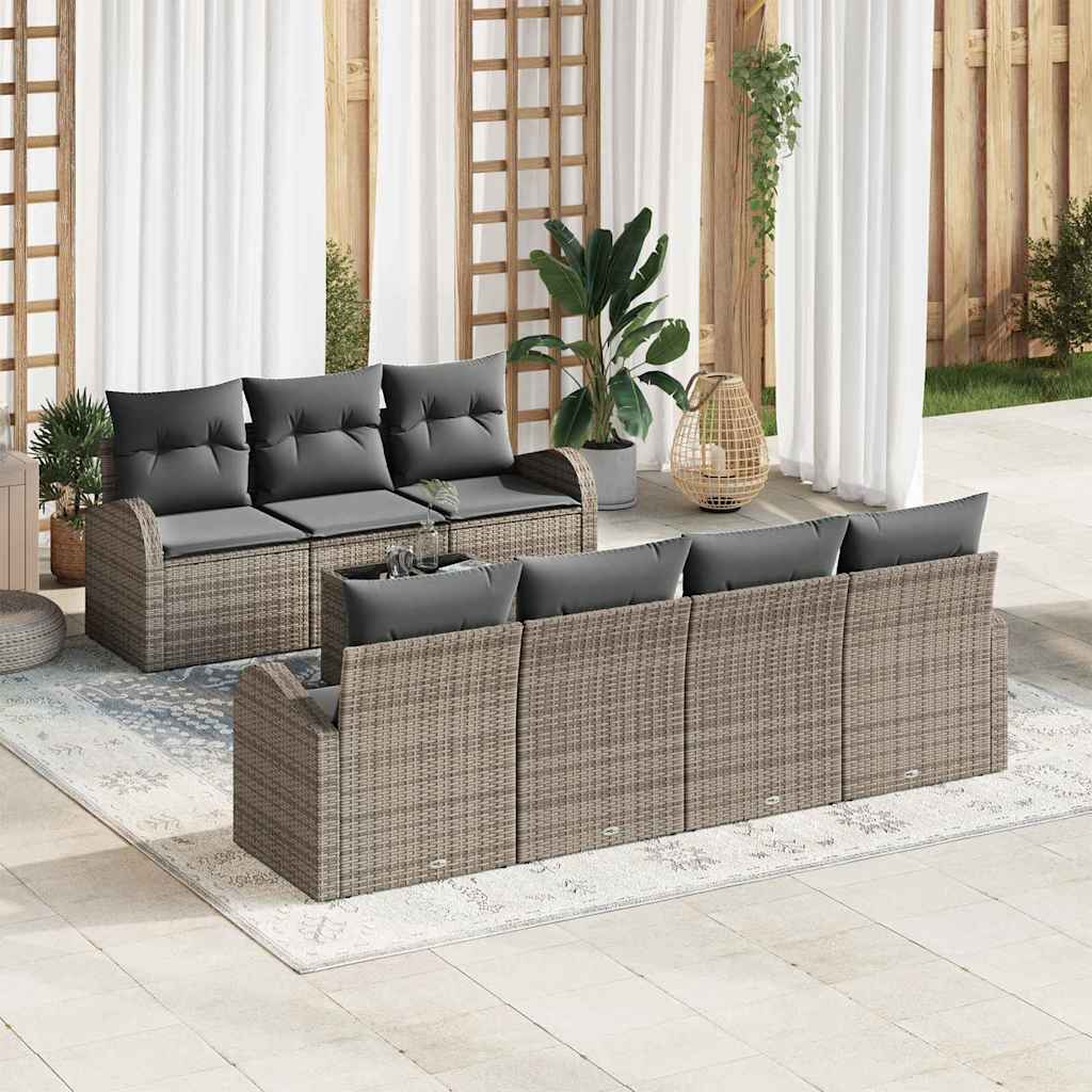 Havesofa Sæt 8 stk. Grå polyrattan