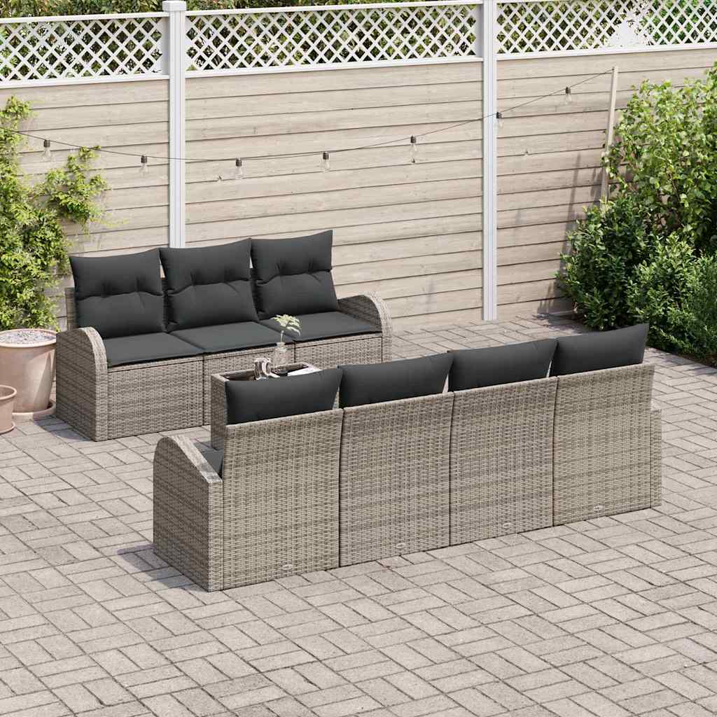 Havesofa Sæt 8 stk. Grå polyrattan