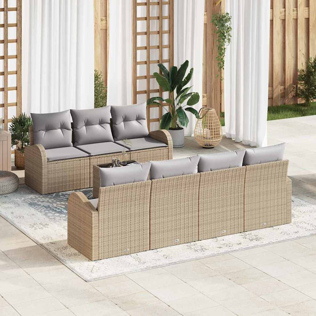 Havesofa Sæt 8 stk. Beige polyrattan