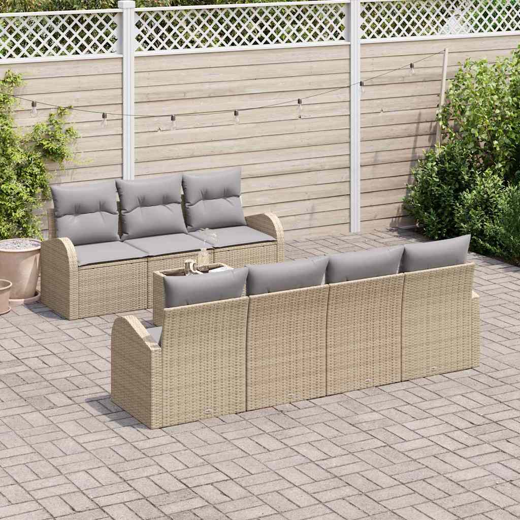 Havesofa Sæt 8 stk. Beige polyrattan