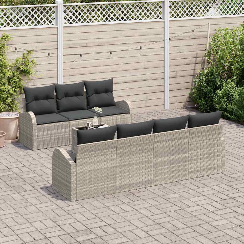 Havesofa Sæt 8 stk. Lysegrå polyrattan