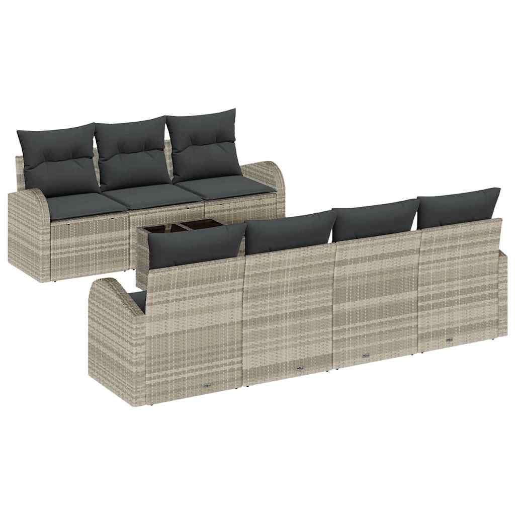 Havesofa Sæt 8 stk. Lysegrå polyrattan
