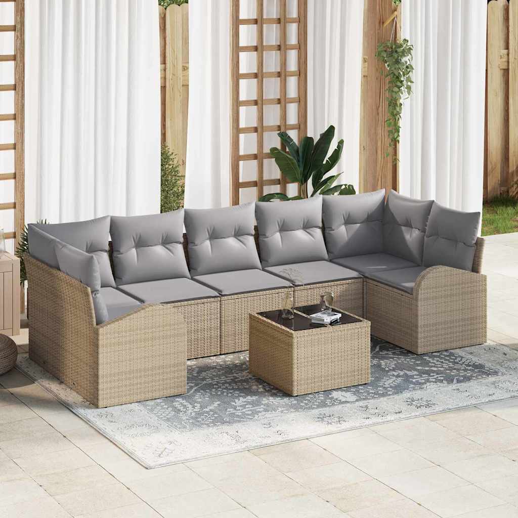 Havesofa Sæt 8 stk. Beige polyrattan