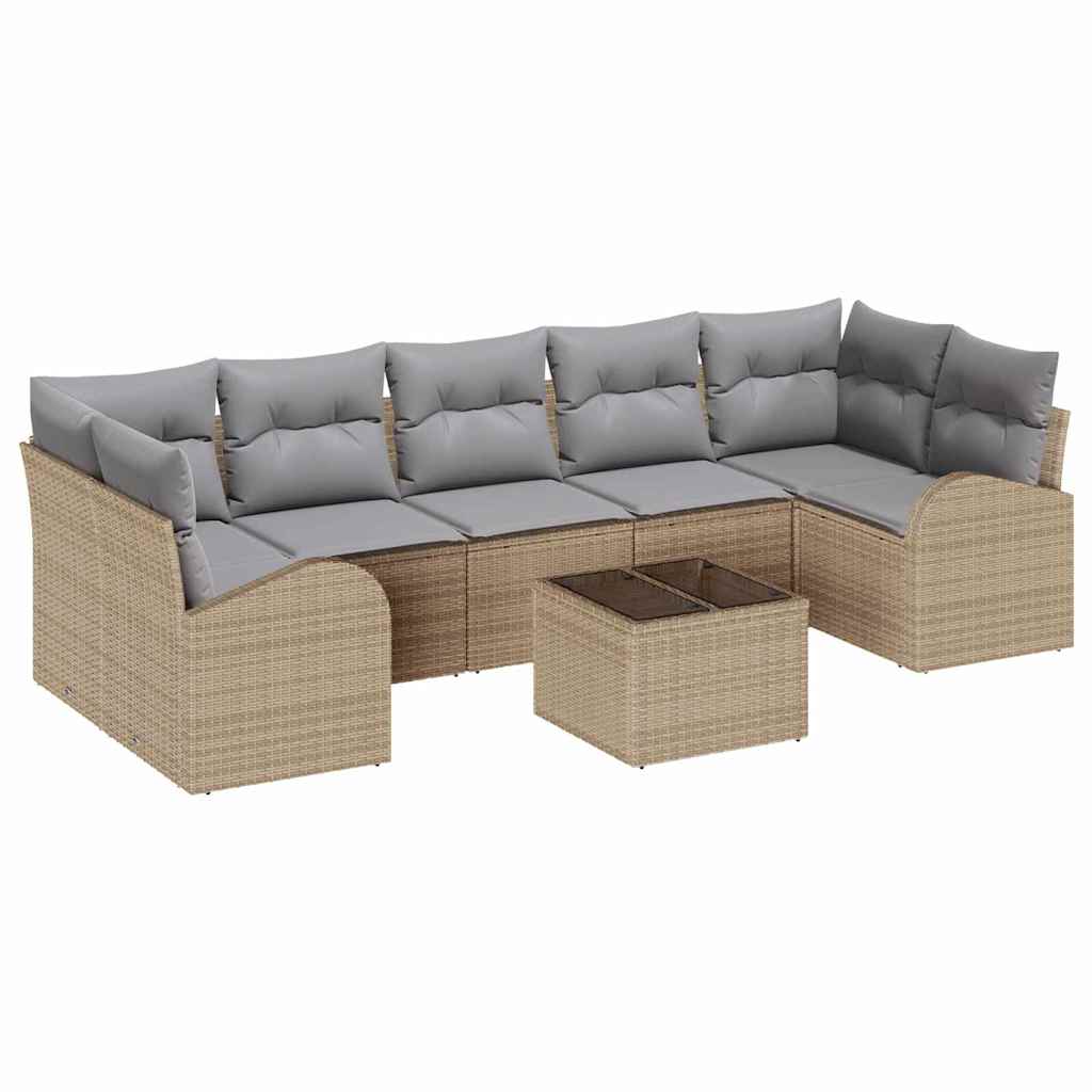 Havesofa Sæt 8 stk. Beige polyrattan