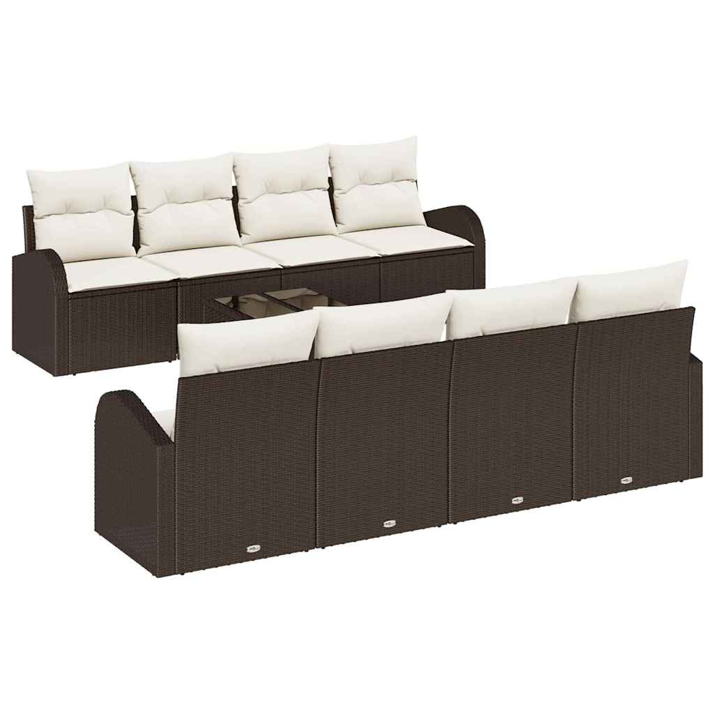 Havesofa Sæt 9 stk. Brun polyrattan