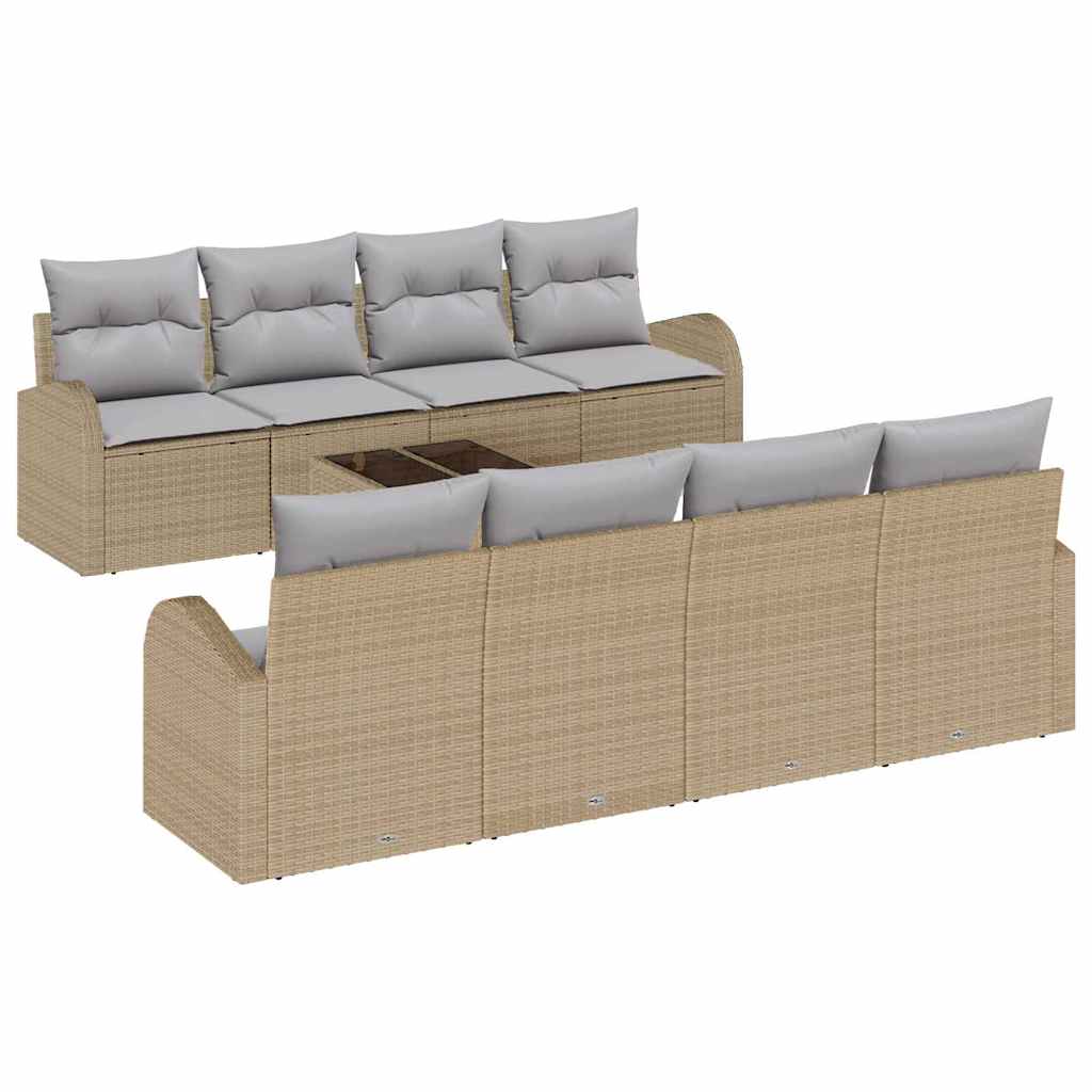 Havesofa Sæt 9 stk. Beige polyrattan