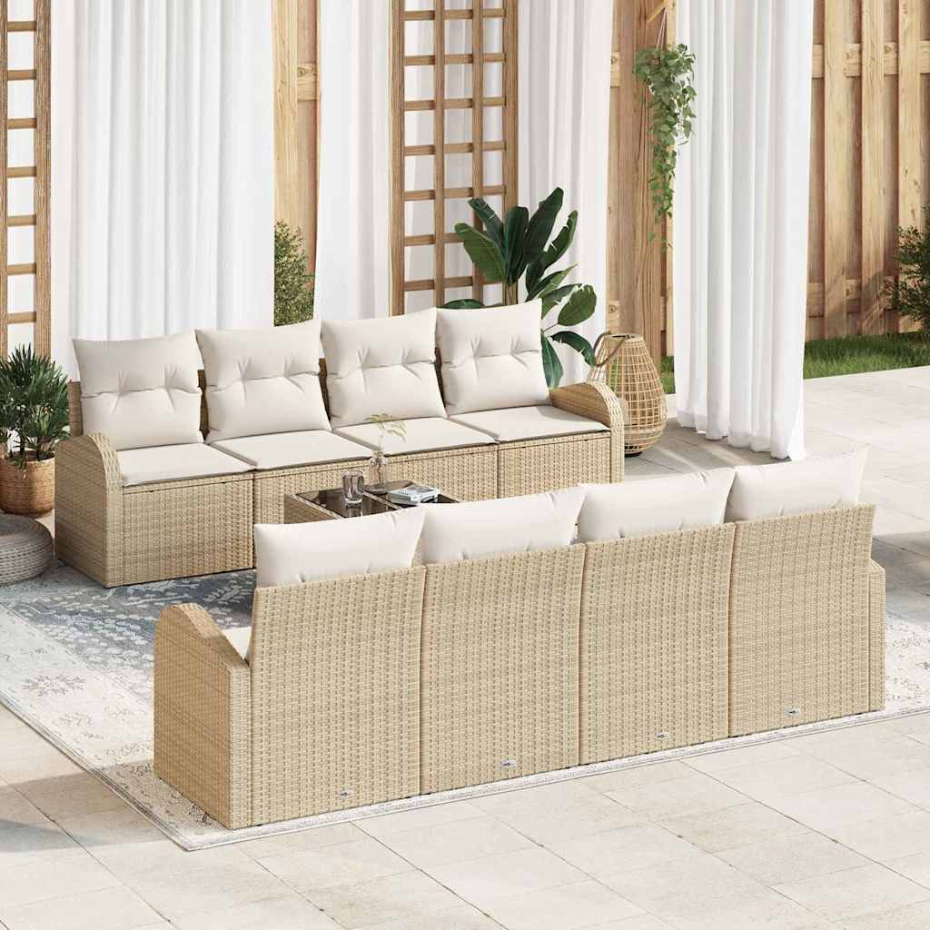 Havesofa Sæt 9 stk. Beige polyrattan