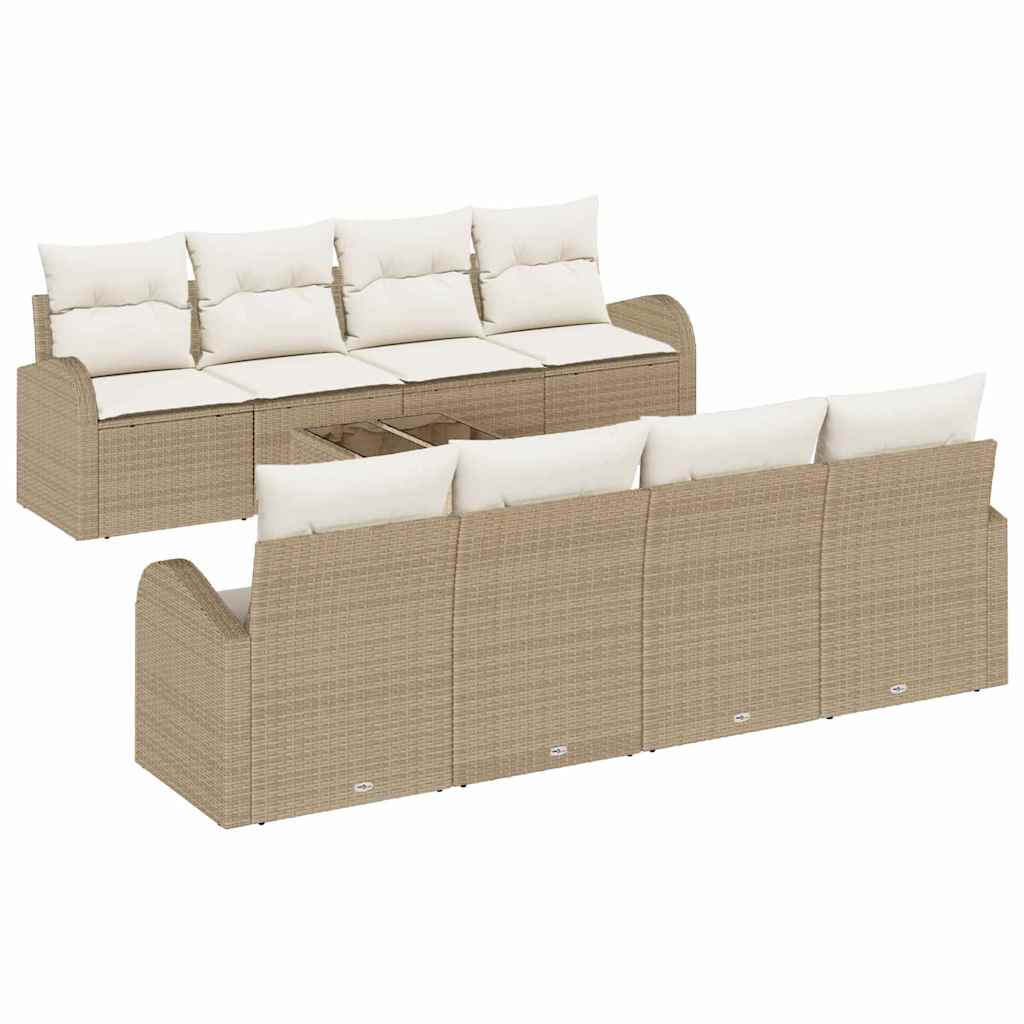 Havesofa Sæt 9 stk. Beige polyrattan