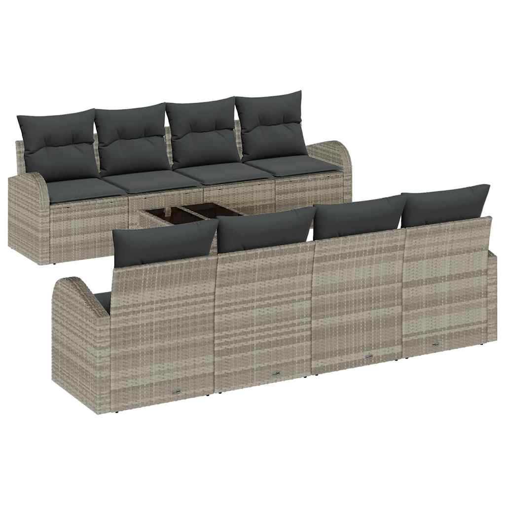 Havesofa Sæt 9 stk. Lysegrå polyrattan