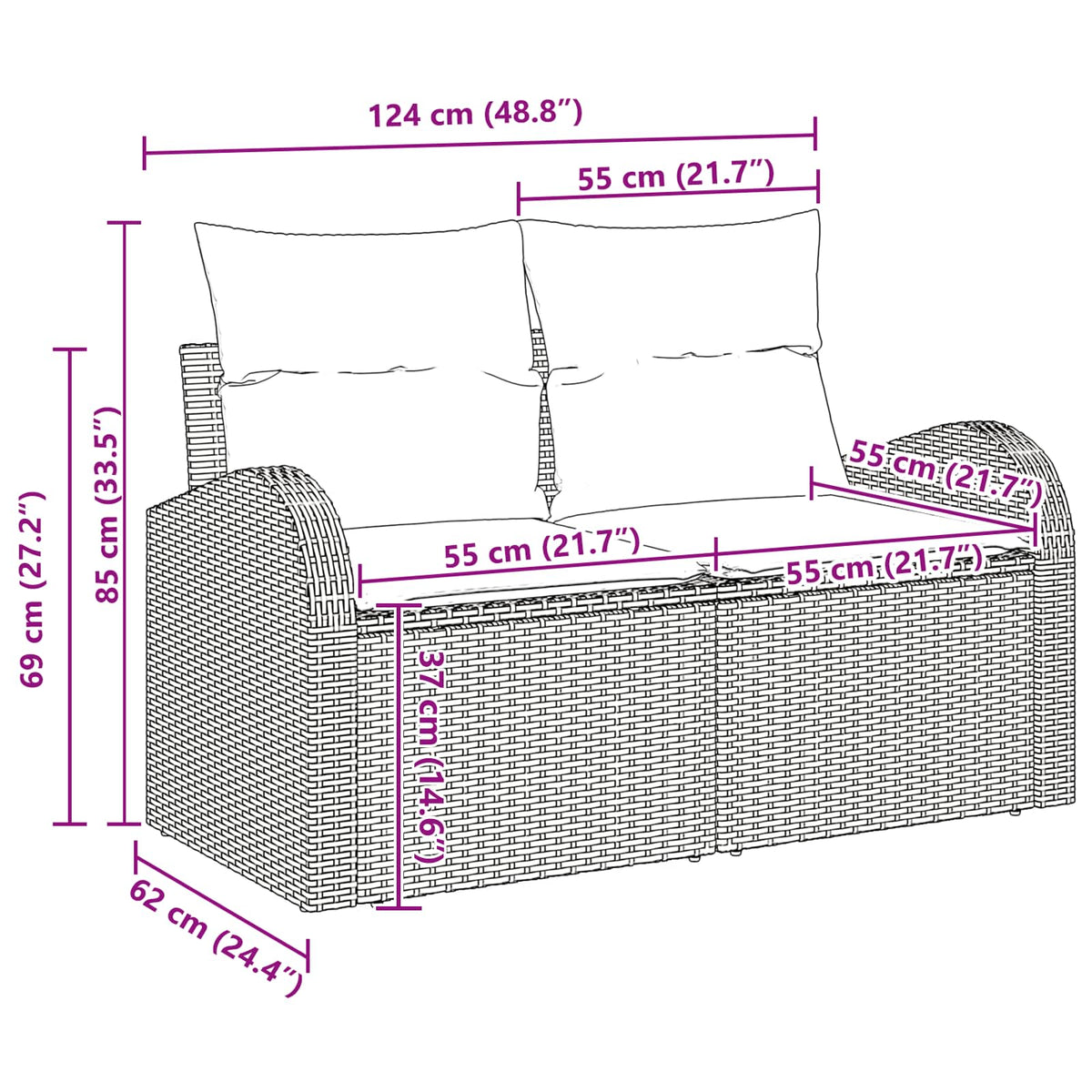 Sofa Sæt 9 stk. 6-Antal sæder Brun og Rød Polyester