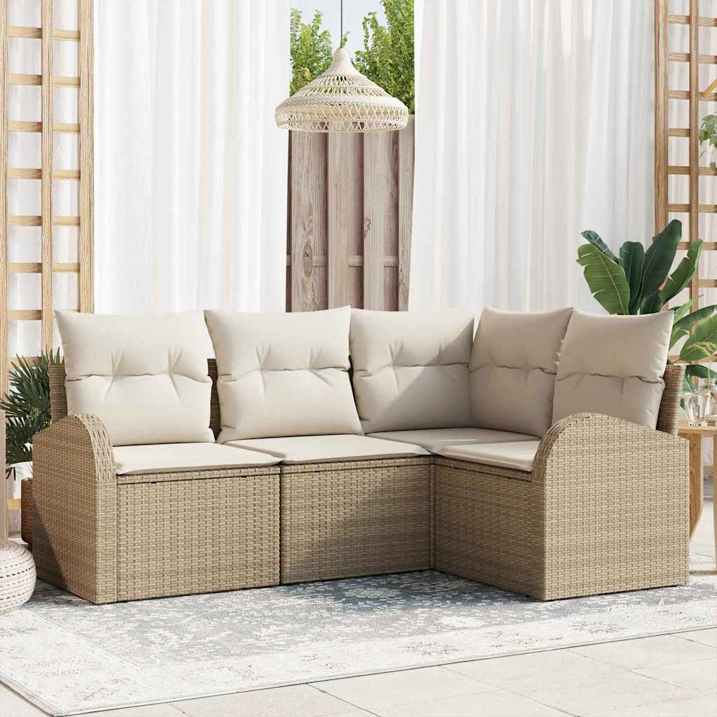 Havesofa Sæt 4 stk. Beige polyrattan