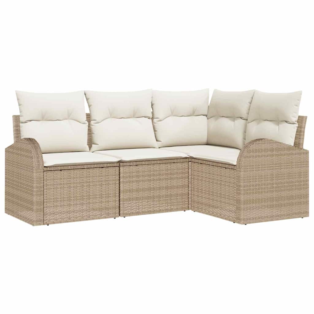 Havesofa Sæt 4 stk. Beige polyrattan