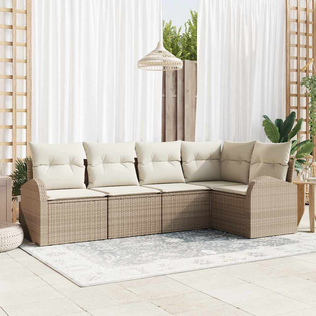 Sofa Sæt 5 stk. Beige Polyester