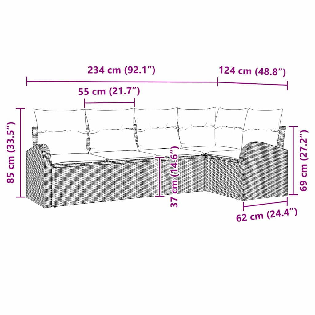 Sofa Sæt 5 stk. Beige Polyester