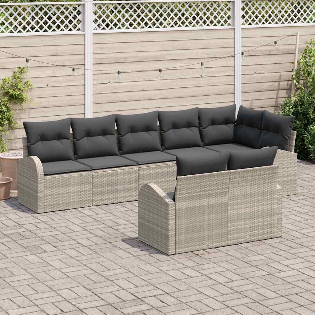 Havesofa Sæt 8 stk. 8-Antal sæder Lysegrå polyrattan
