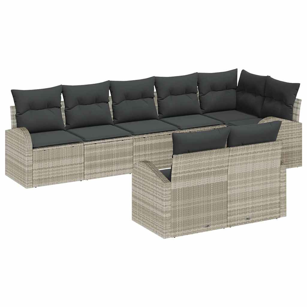 Havesofa Sæt 8 stk. 8-Antal sæder Lysegrå polyrattan