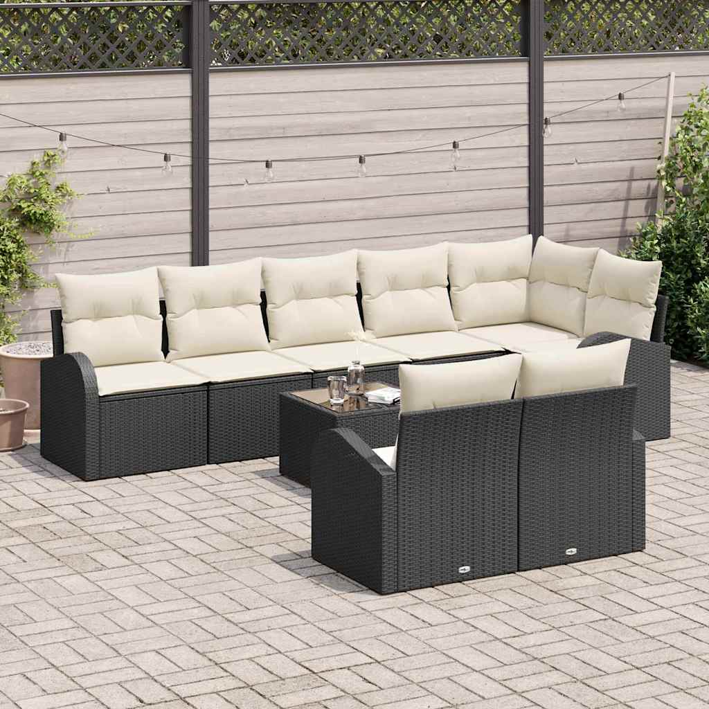Havesofa Sæt 9 stk. 8-Antal sæder Sort og Cream polyrattan