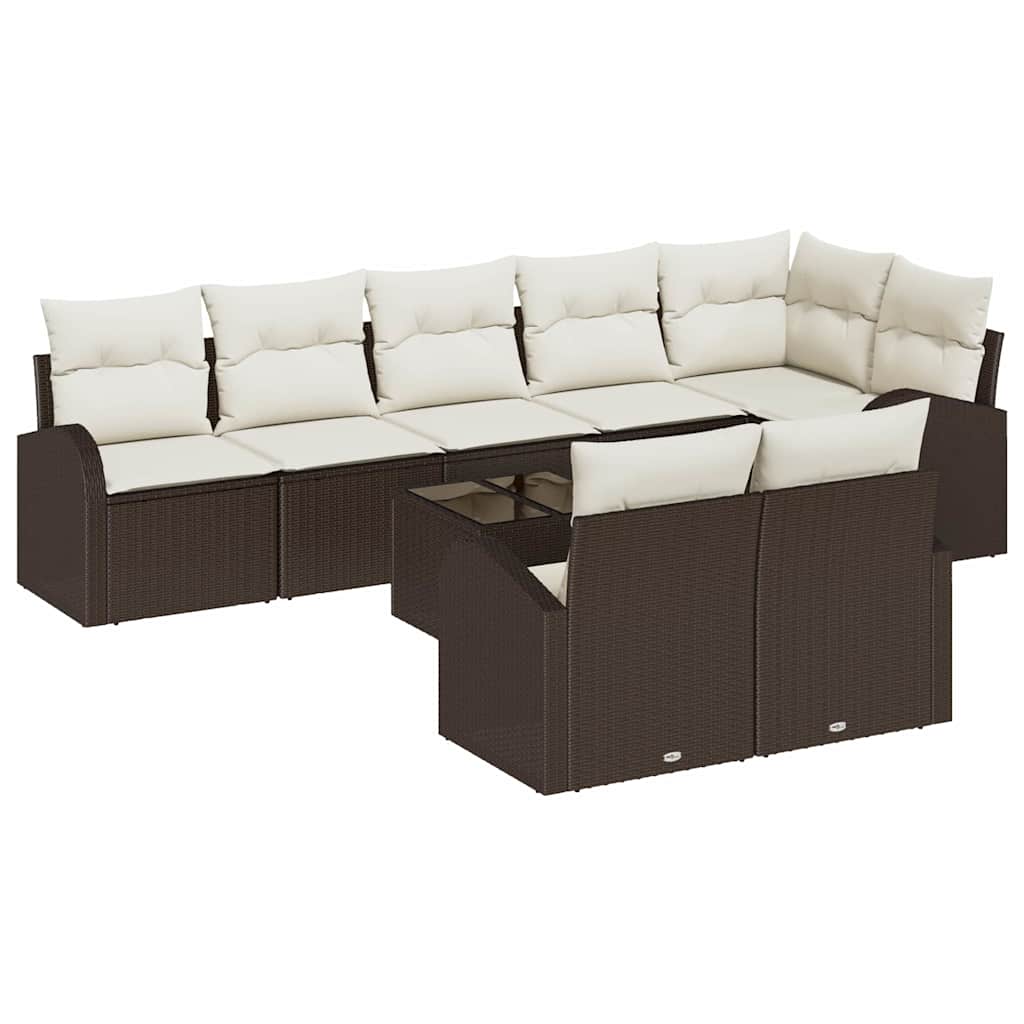 Havesofa Sæt 9 stk. 8-Antal sæder Brun og Creme polyrattan